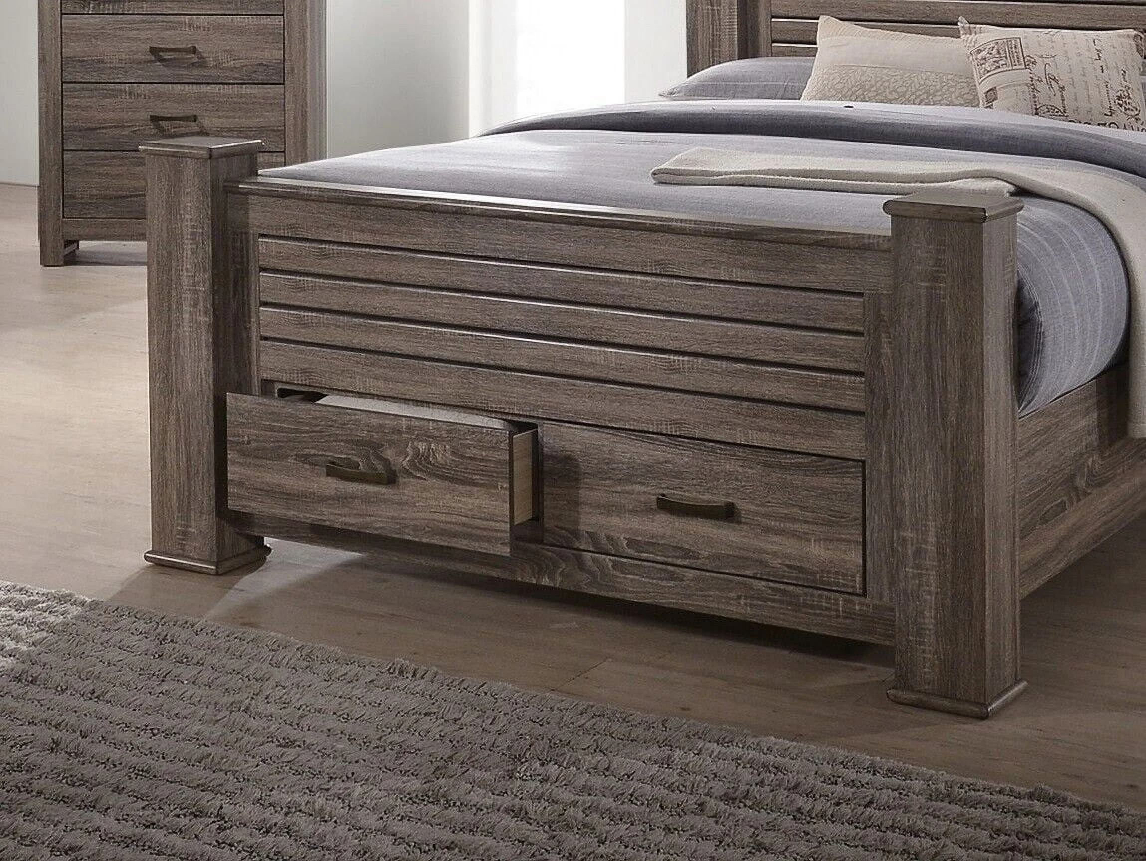 3pc Bedroom Furniture Set Natural Finish Eastern King Size Bed 2x Nightstands Transitional Style Functional Unique Bed