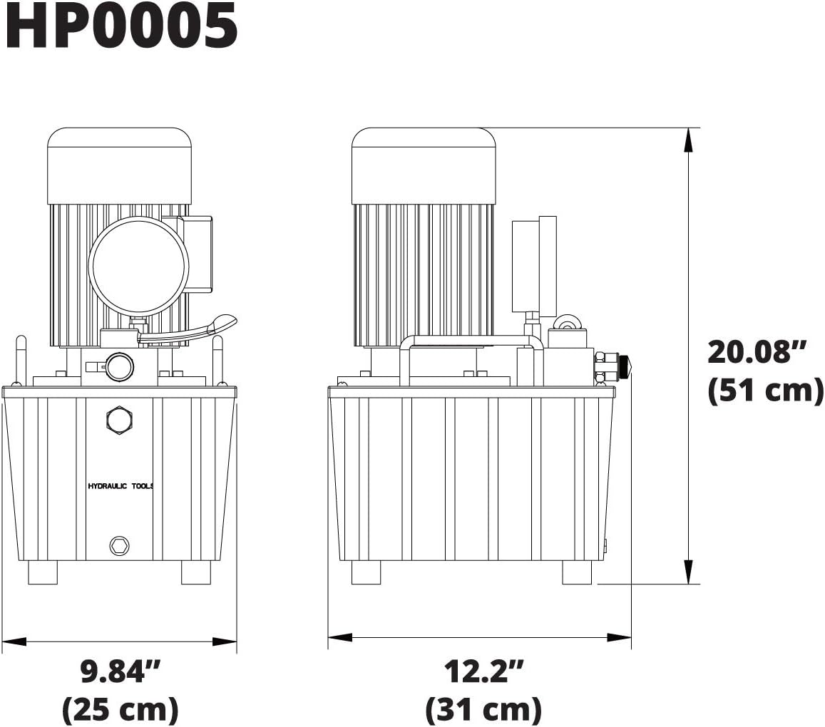 TEMCo HP0005 - Electric Hydraulic Pump Power Pack Unit 2 Stage Single Acting 110v 10k psi 488 Cubic in Capacity
