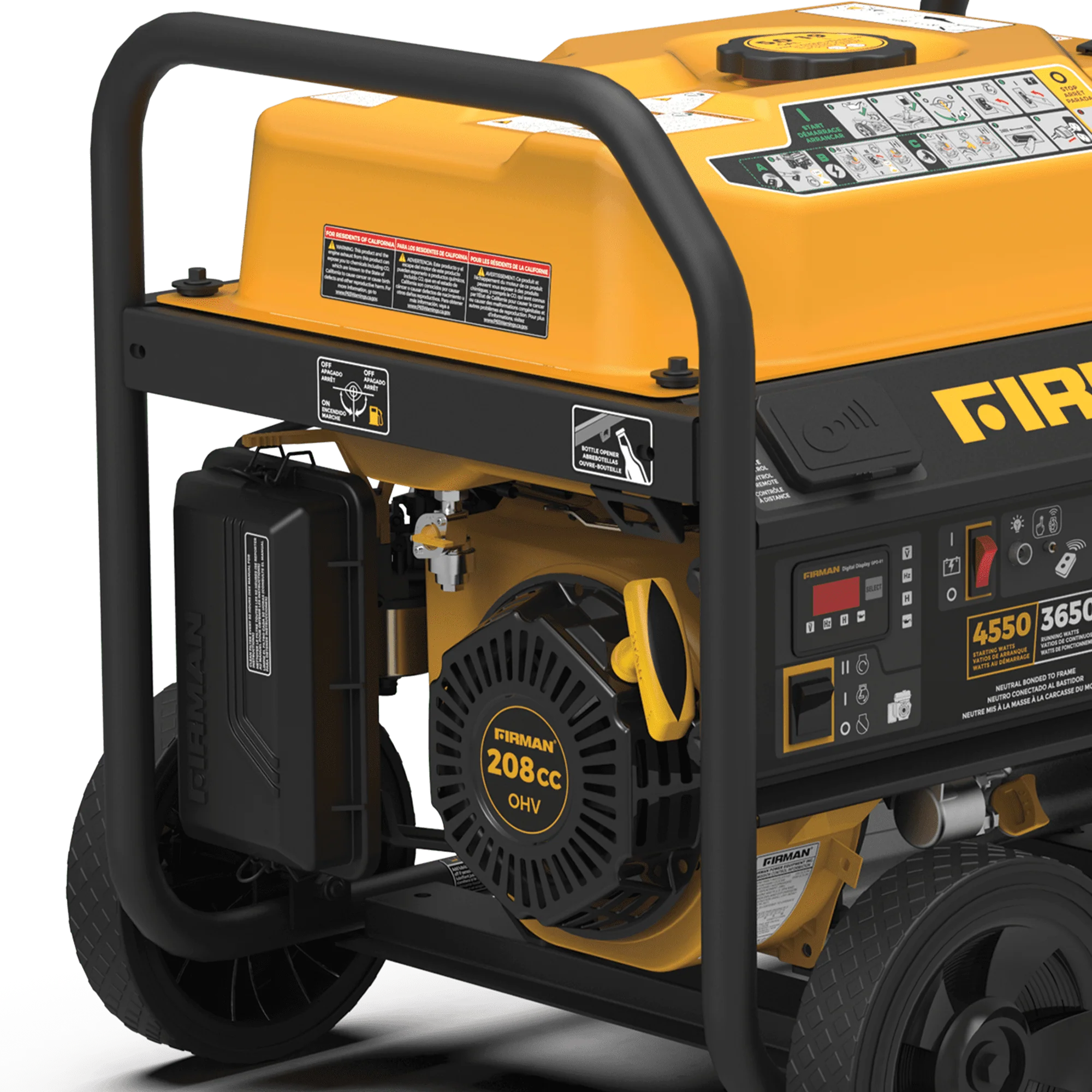 FIRMAN P03619 4550/3650 Watt 30A 120/240V Remote Start Gas Portable Generator cETL Certified With Wheel Kit