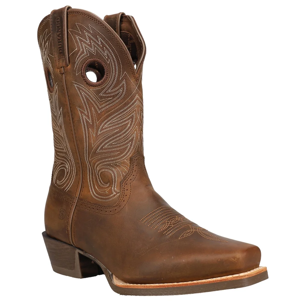 Durango  Mens  Pro Rugged Tan Square Toe Cowboy  Casual Boots   Mid Calf - Curated Treasures Market