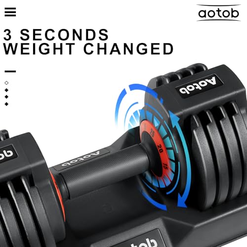 AOTOB 25/55 lbs Dumbbell Set, Anti-Slip Fast Adjust Turning Handle, Adjustable for Men and Women, Pair for Home Gym Exercise