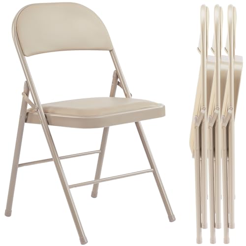 Sweetcrispy Folding Chair 12 Pack, Leather Padded Folding Chairs, Sturdy Metal Foldable Chairs, Easy to Use and Store, Outdoor and Indoor, for Home