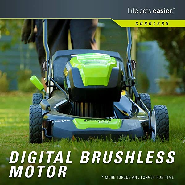 Greenworks Pro 80V 21 inch Cordless Push Lawn Mower, Includes Two 2Ah Batteries and Charger, GLM801601 (2) 2Ah Batteries Push