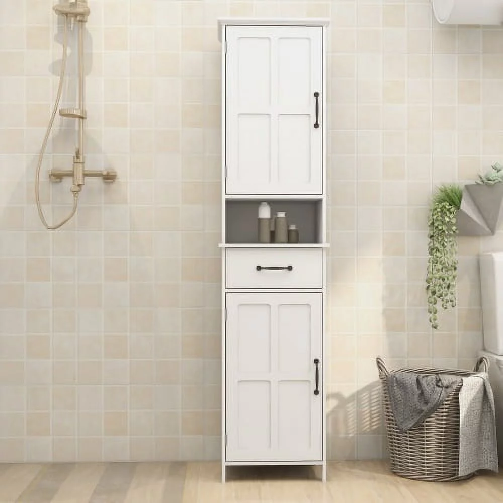 Bathroom Storage Cabinet, Tall Slim Bathroom Cabinet with Door & Drawe for Small Spaces
