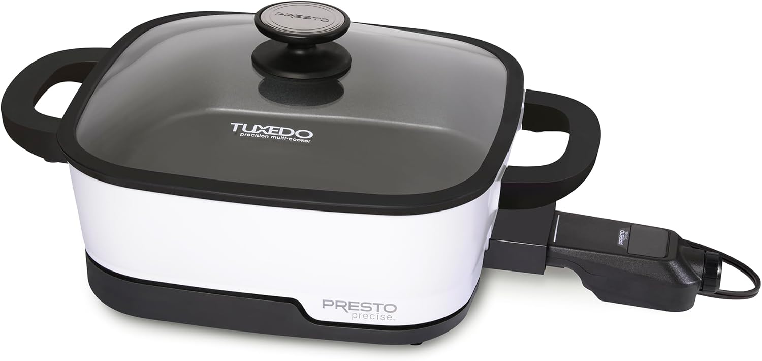 Presto 07118 Tuxedo Precision Multi-Cooker Digital Skillet, 12", White