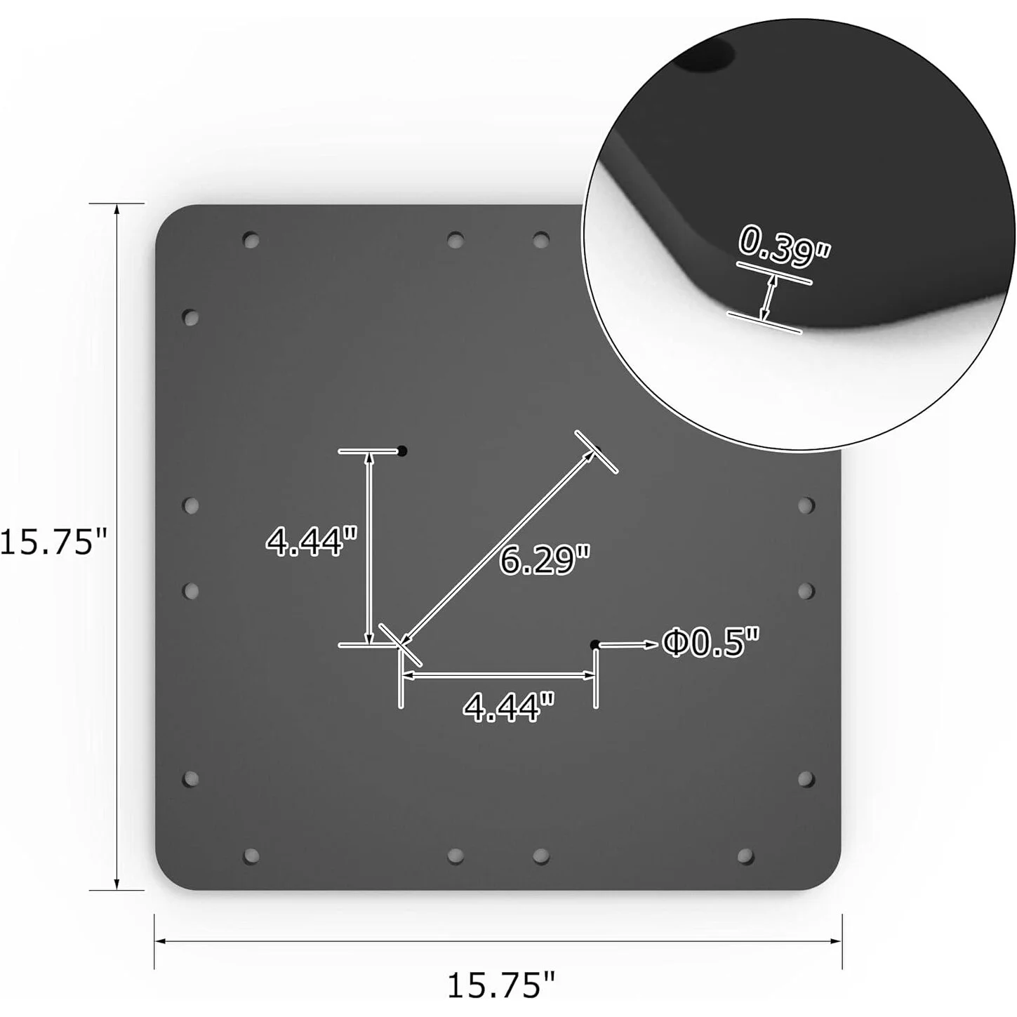 PURPLE LEAF  Offset Patio Umbrella Steel Plate Base - 15.75"(L) X 15.75"(W) X 0.39"(THK)