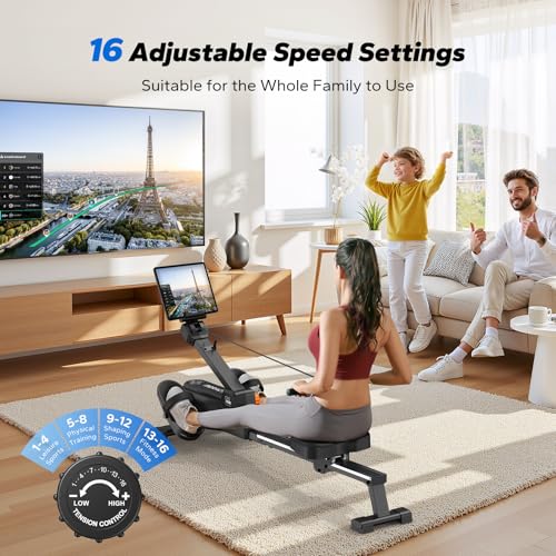 MERACH Foldable Rowing Machines for Home, Magnetic Rowing Machine with 16-Level, Compact Row Saves 20% Space, 350 LBS Load Capacity