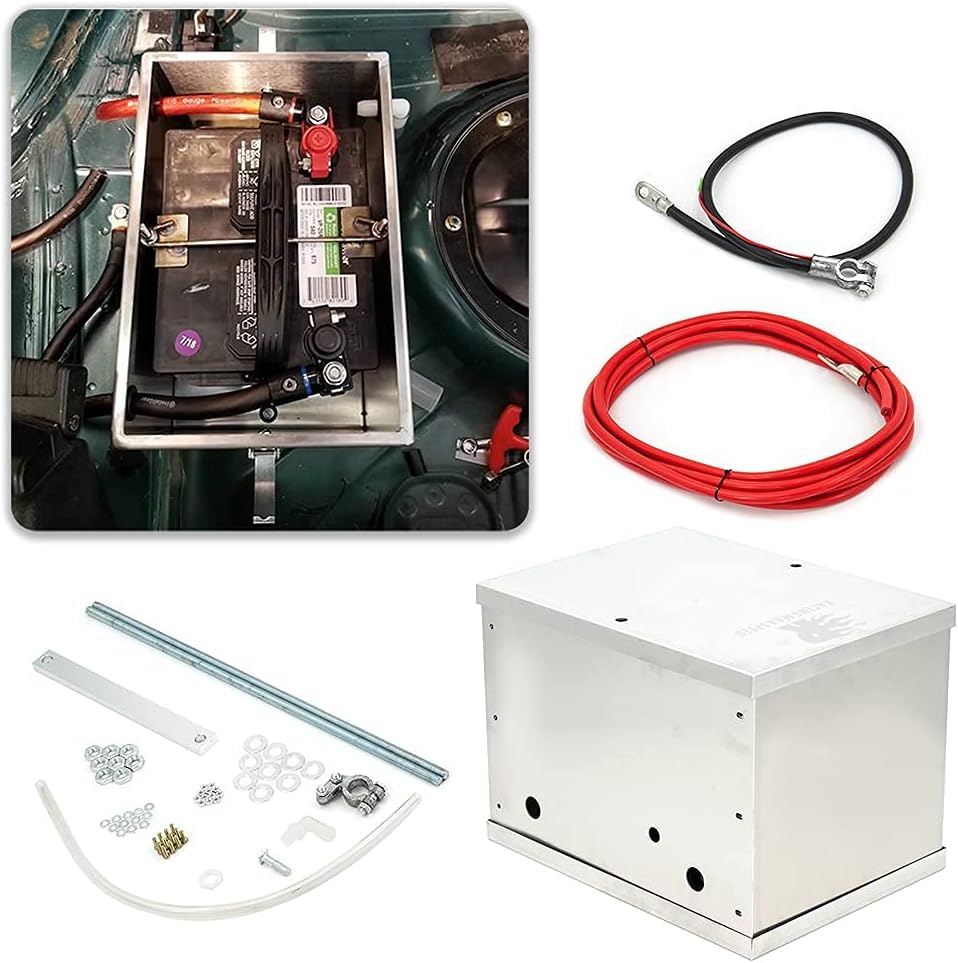 CNRAQR Complete Aluminum Battery Box Relocation Kit Universal Billet Race Off Road Kit fit for all cars