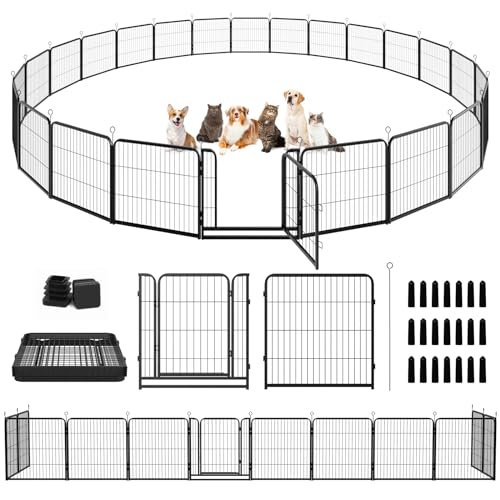 Dog Playpen Outdoor Extra Wide 12 Panels Heavy Duty Anti-Rust Coating-Strengthened Dog Fence 40" Height with Doors Portable for RV Camping Yard