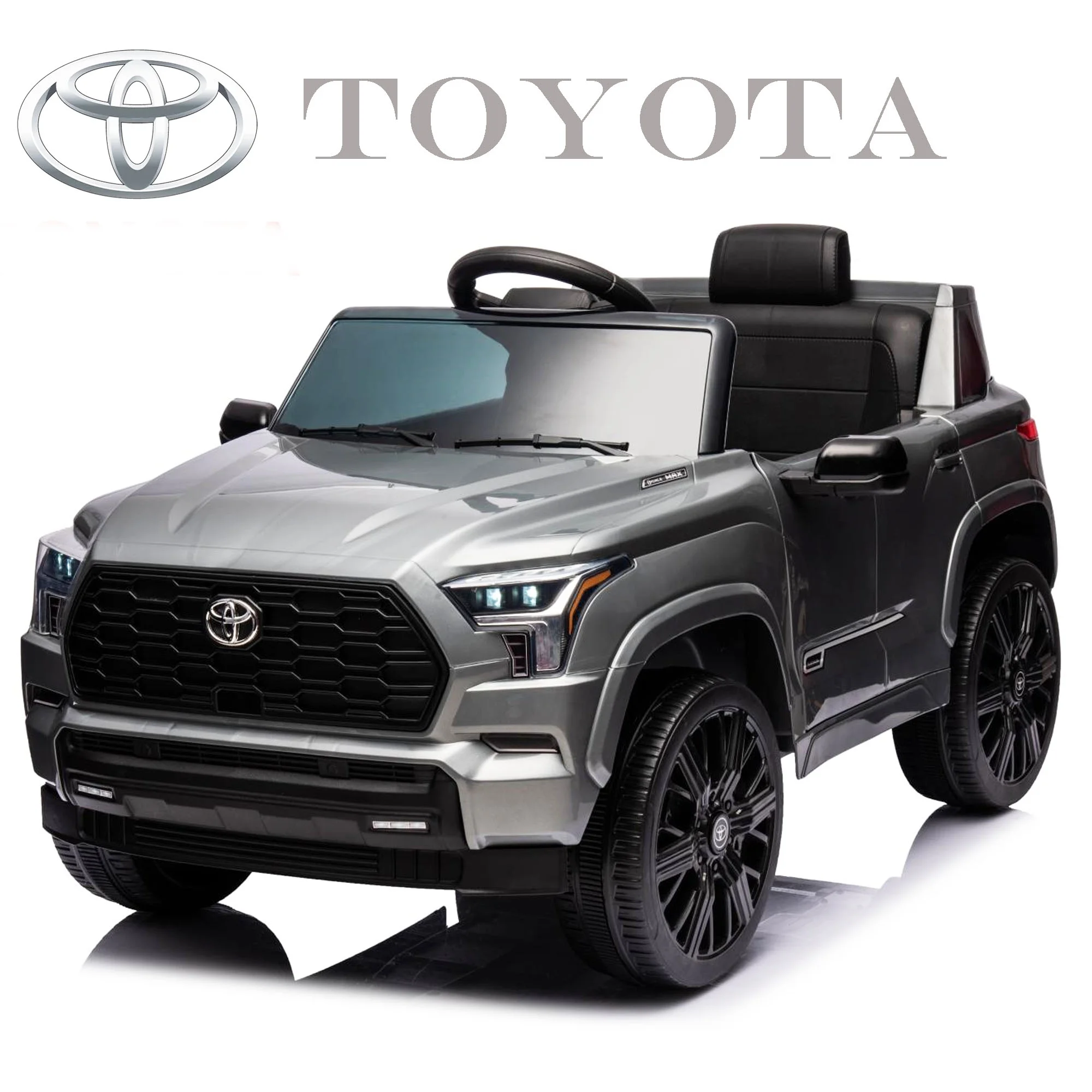 Toyota Sequoia Pickup 12V 7A Ride-On Cars with Remote Control, Battery Powered Ride-On Toys for Kids w/LED Light, 3 Speeds, Music, Horn, Bluetooth