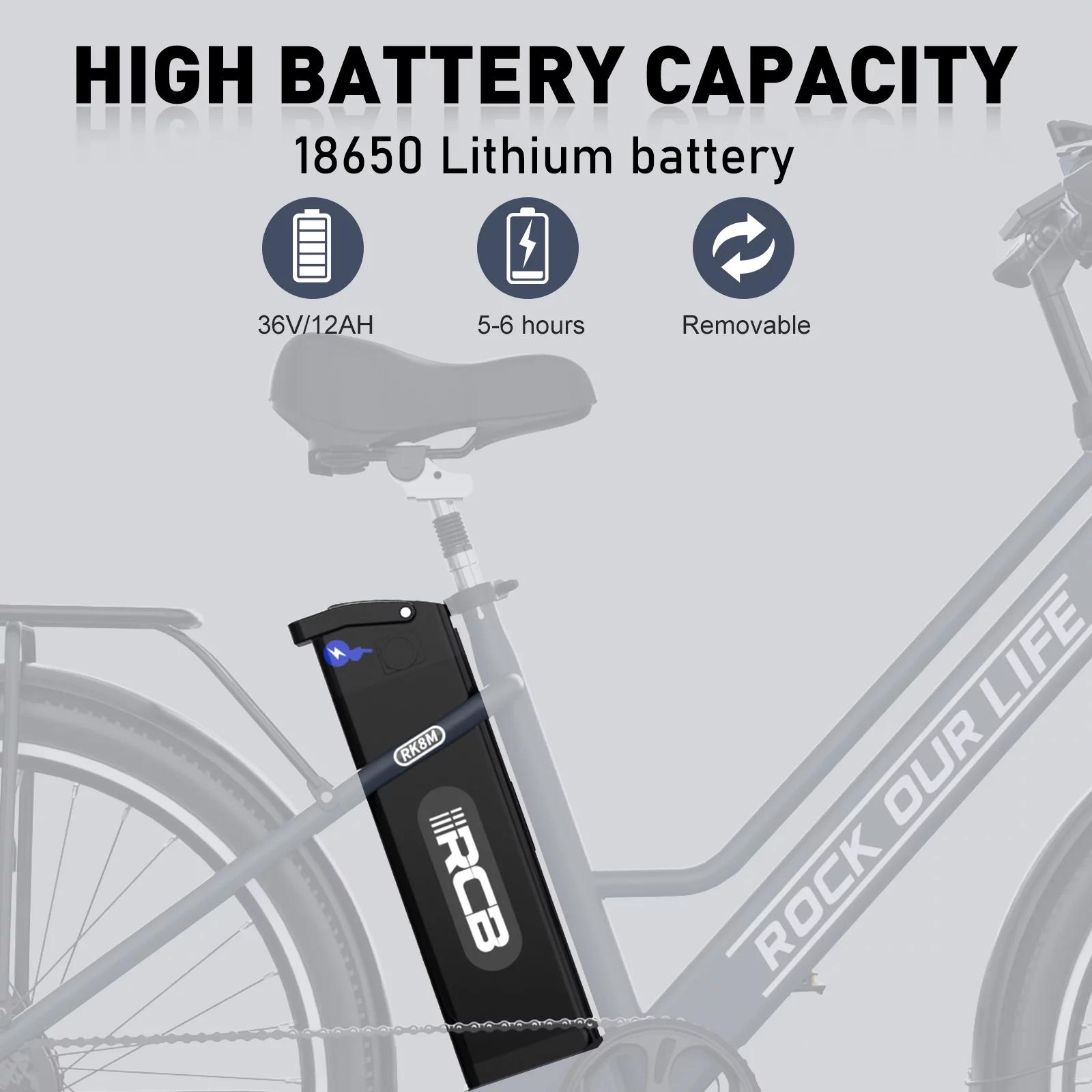 RCB 500W Electric Bike 26 Electric Bicycle for Adults with 36V/12 Ah Removable Battery, Electric Bicycle E-bike up to 56 miles for Man Woman