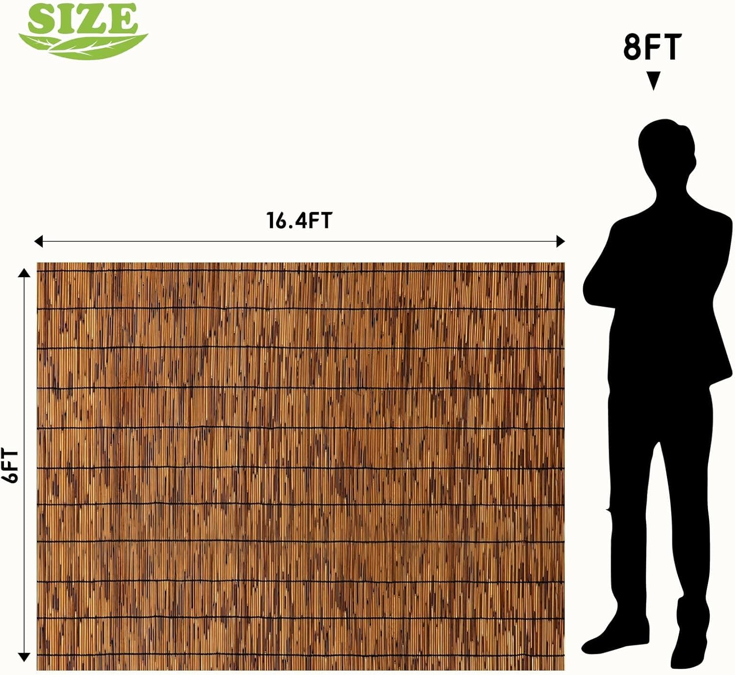 TOOKNIN1 Pack Bamboo Reed Fence 6 Feet High, 6FT X 16.4FT Natural Reed Fencing Privacy Reed Screening for Outdoor, Gallery, Restaurant, Hotel, Patio