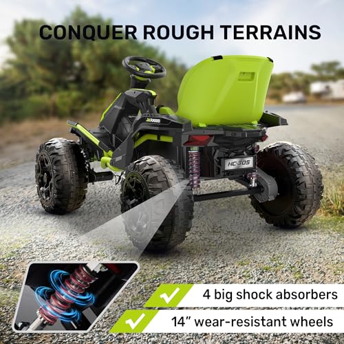 ANPABO 24V 4x4 Ride On Toy for Big Kids, 4x200W Motors, 5MPH, Kids Car w/Parent Remote, Wide Adjustable Seat, Headlights, Metal Frame