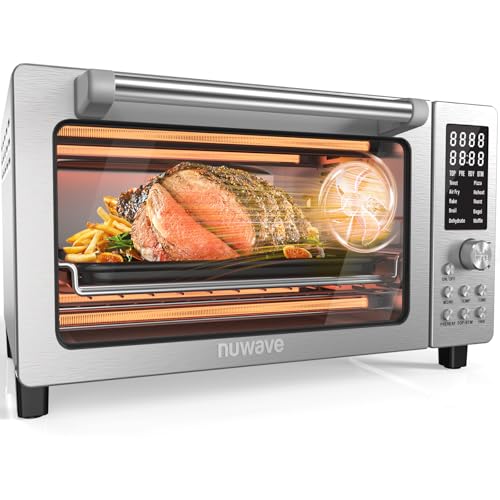 Nuwave Bravo Pro Smart 21QT Toaster Oven Air Fryer Combo, Convection Oven Countertop, 10 functions all in 1, with even & quick crisp technology