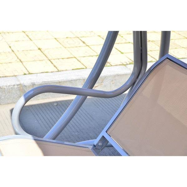 Sturdy 3 Person Outdoor Patio Porch Canopy Swing in Sand Color