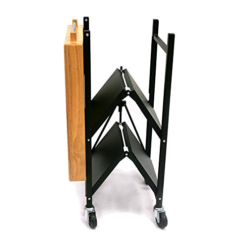Origami Folding Kitchen Cart on Wheels, 3-Tier Foldable Rolling Cart - Chefs Outdoor Cart for Wine and Food, Microwave Cart, Plating Shelf