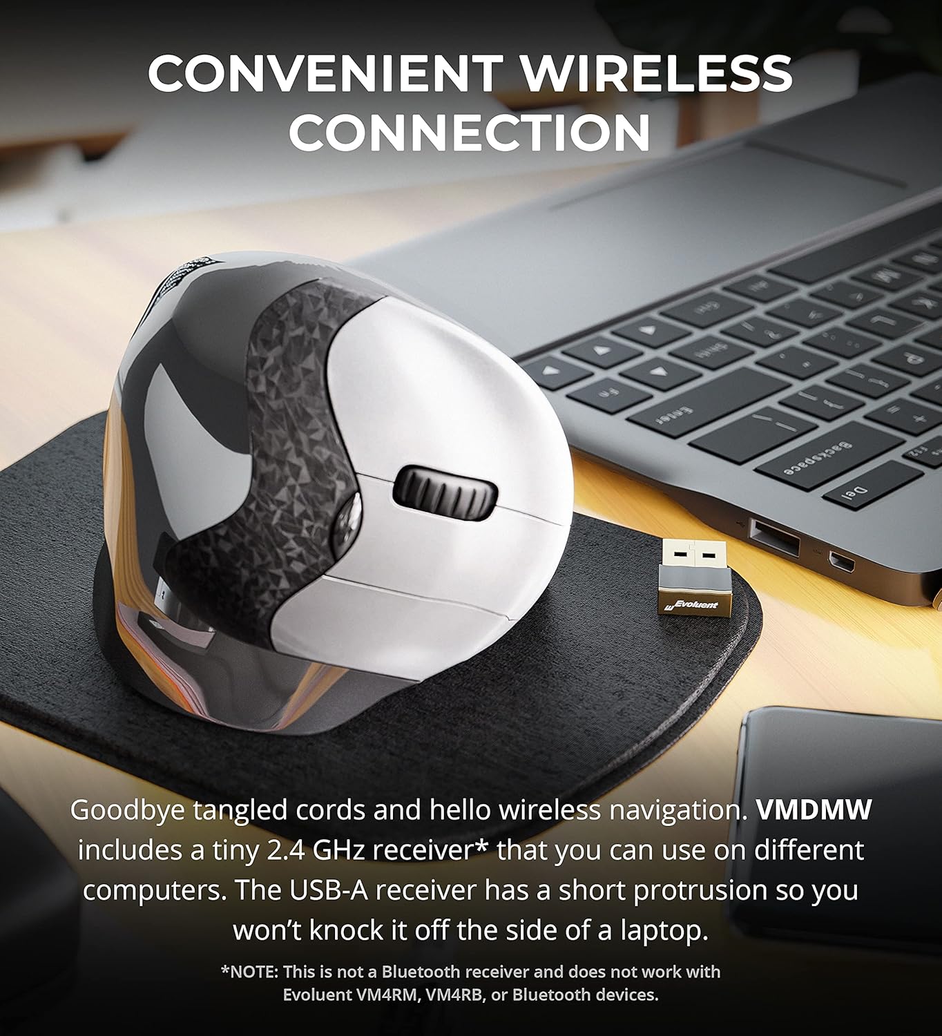 Evoluent VMDMW VerticalMouse D Medium Right Hand Ergonomic Mouse with Wireless USB Receiver (Medium Hand Size) Bundle with Blucoil 2 AA Batteries