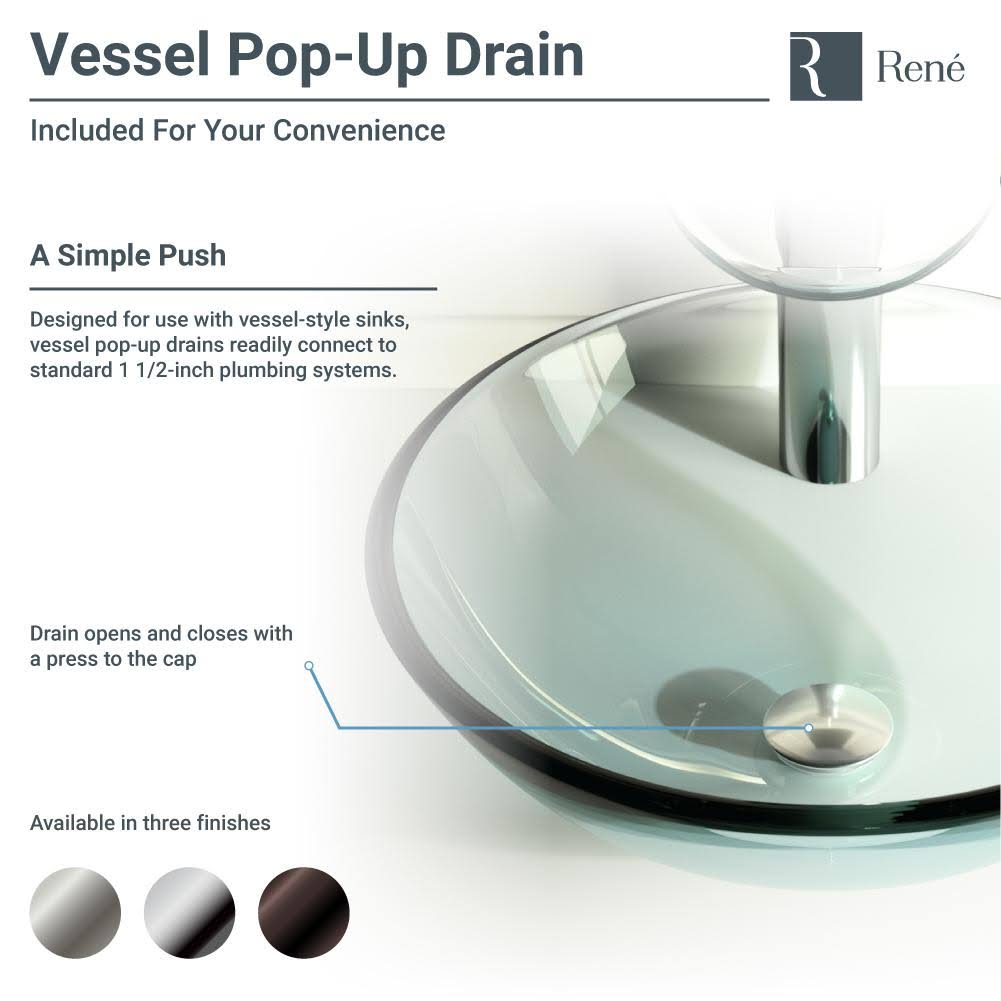 Rene R5-5003-CER-R9-7001 16-1/2x22 Glass Vessel Bathroom Sink with Vessel Faucet Cerulean / Chrome