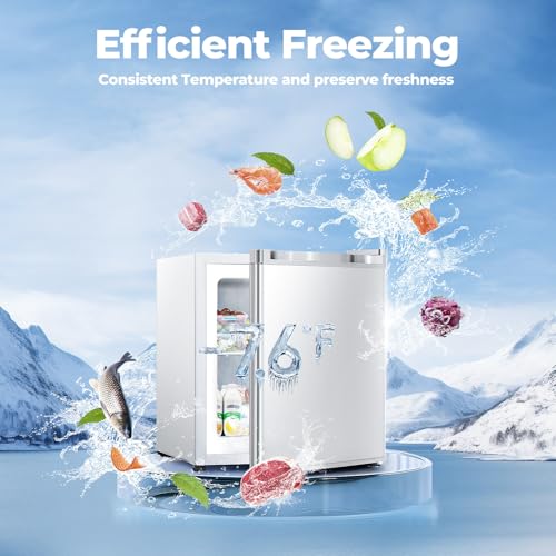 3.0 Cu.ft Upright Freezer, Small Mini Freezer with Adjustable Thermostat, Removable Shelves, Reversible Single Door, for Bedroom/Home/Dorms/Apartment
