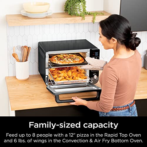 Ninja DCT451 12-in-1 Smart Double Oven with FlexDoor, Thermometer, FlavorSeal, Smart Finish, Rapid Top Convection and Air Fry Bottom , Stainless Steel