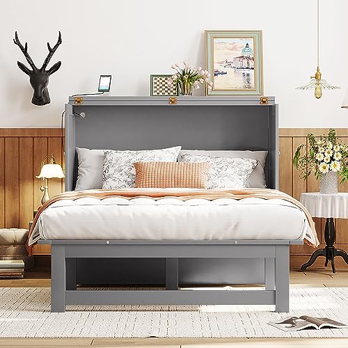 Harper & Bright Designs Queen Size Murphy Bed Wall Bed with Closet and Storage Drawers