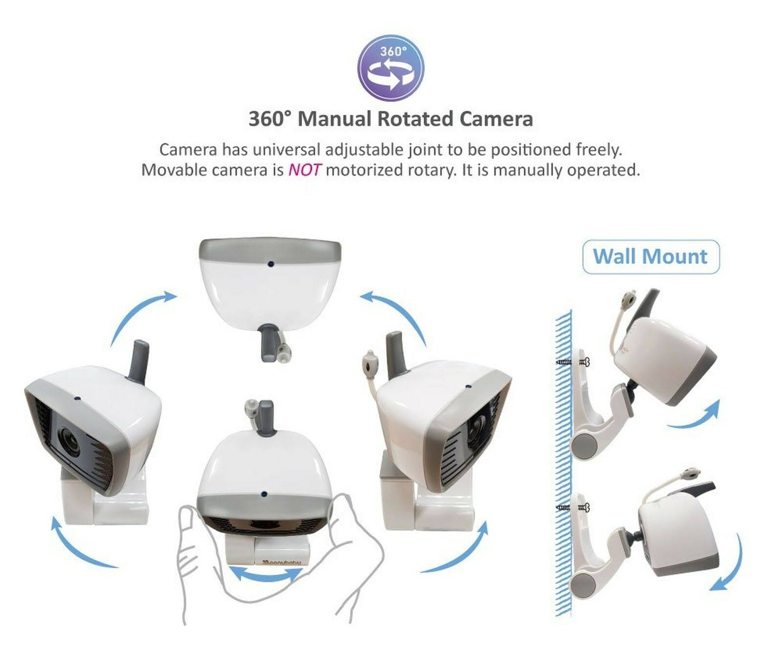 Moonybaby Video Baby Monitor for Camping or Vacation with 2 Portable Cameras for 2 Rooms, 4.3 Inches LCD, No Wifi, Long Battery