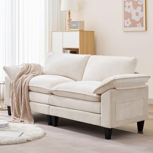 Loveseat Sofa for Living Room, 83" Cloud Loveseat Sofa, Chenille Fabric Sofa Couch with Double Cushion