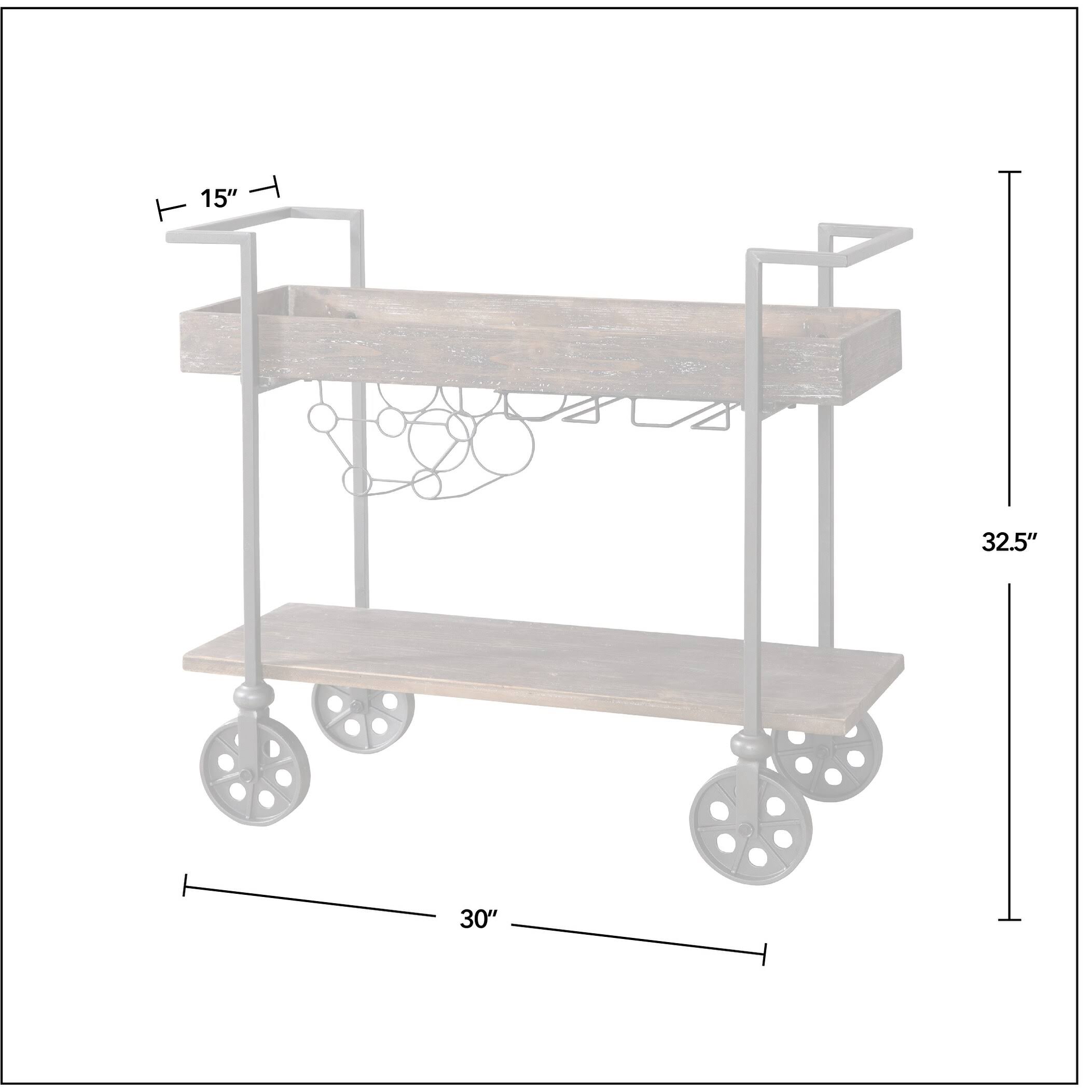 FirsTime Factory Row Industrial Farmhouse Wheeled Bar Cart - Black