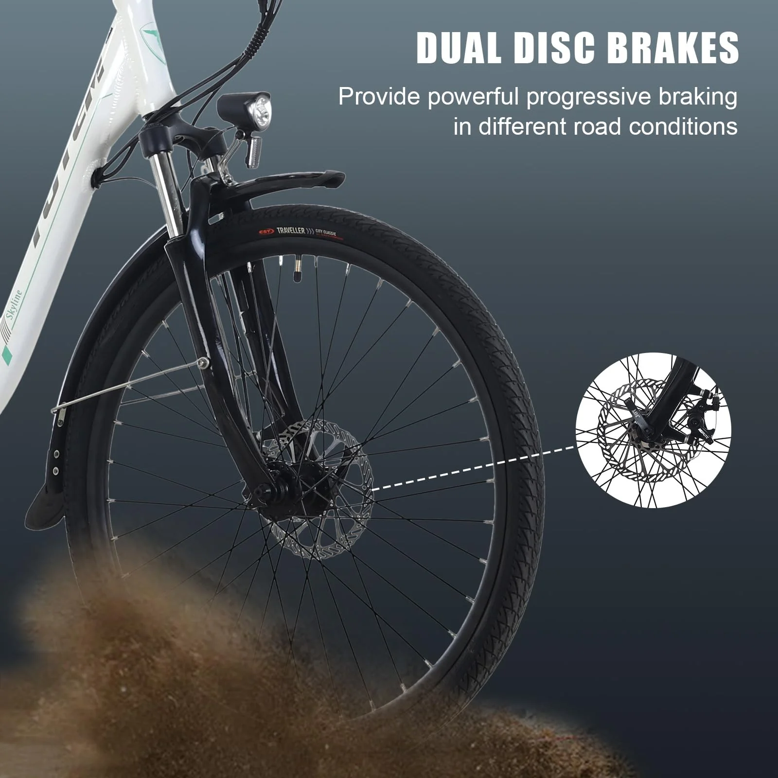 Ltmate Skyline Electric Bike for Adults, 26” Ebike 350W Powerful Motor, 36V 10.4Ah Removable Battery Electric Cruiser Bike, Shimano 7-Speed Gears