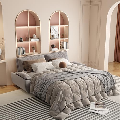 70.1" Futon Sofa Bed Queen Size, Pull Out Bed, 3-in-1 Convertible Sleeper Sofa with 2 Soft Pillows, Modern Velvet Futon Couch for Living Room
