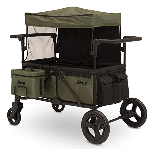 Jeep Deluxe Wrangler Stroller Wagon with Cooler Bag and Parent Organizer by Delta Children, Black/Green