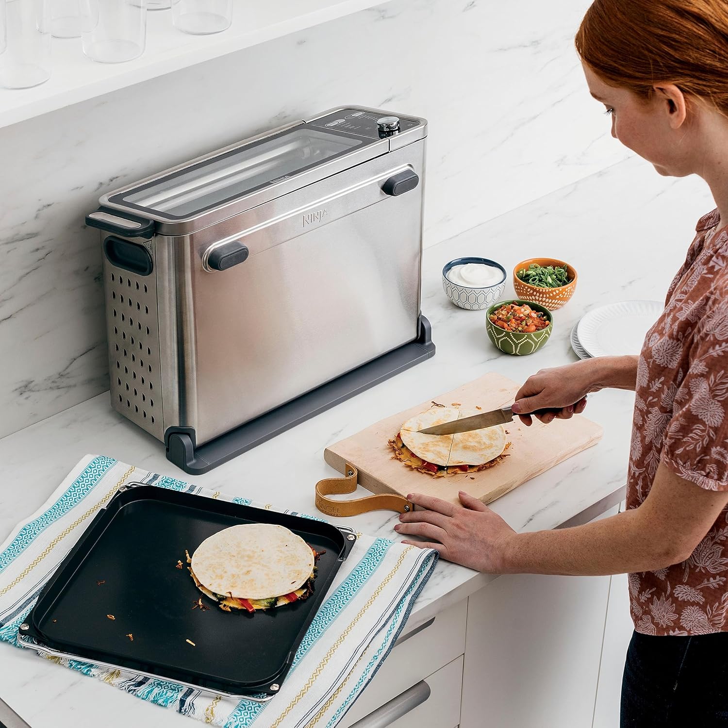 Ninja FT301 Dual Heat Air Fry Countertop 11-in-1 Convection Toaster Oven with Extended Height, XL Capacity