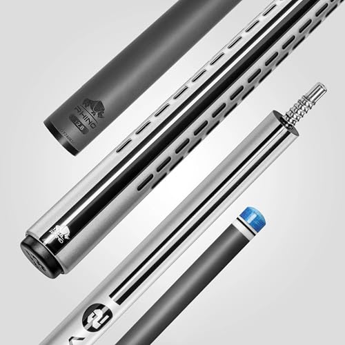 RHINO Nebula 2 Pool Cue - 100% Carbon Fiber Shaft & Composite Butt. Time Crystal Tip, Pro Taper Design, 12.4 mm,12.8 mm. 3/8-8 Joint