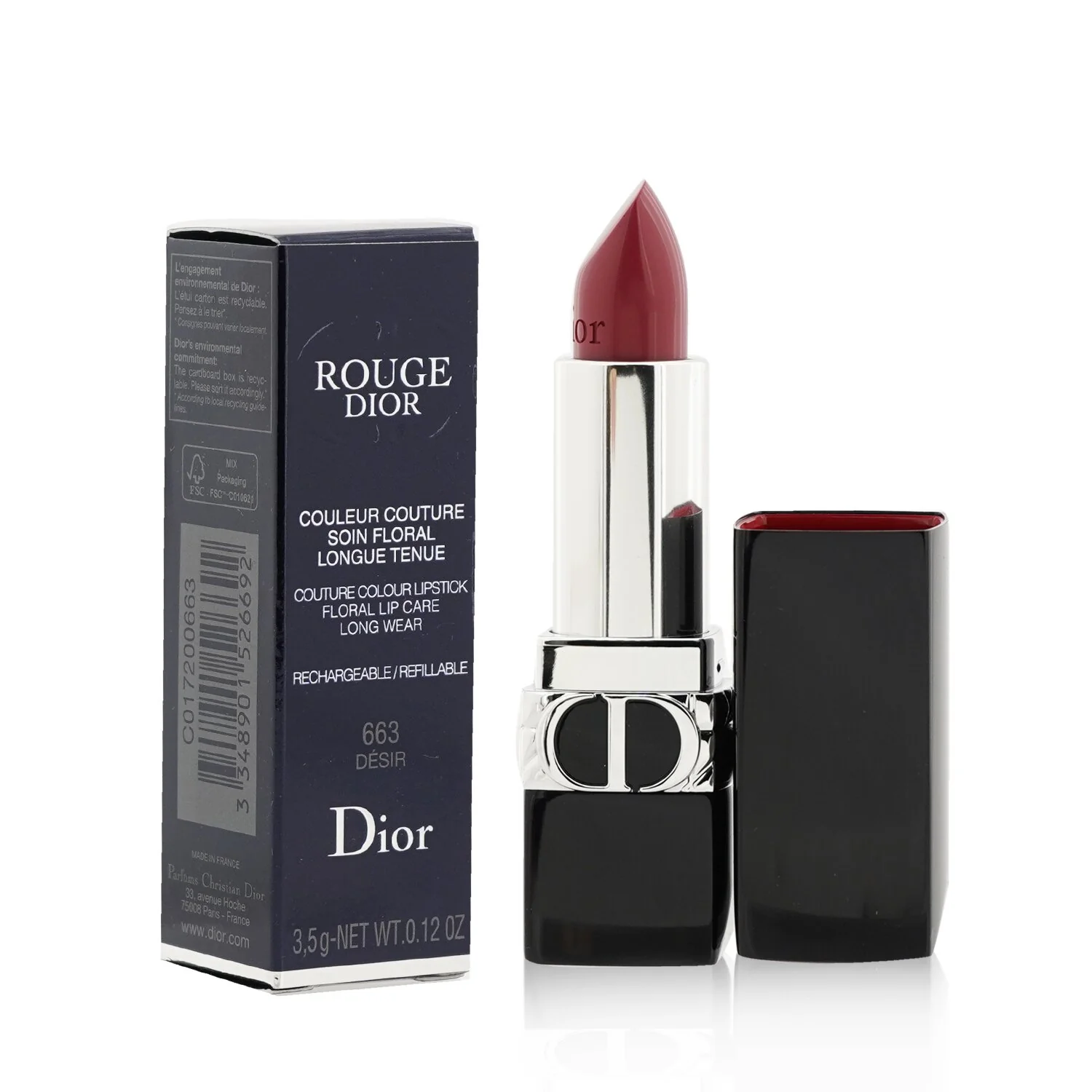 Christian Dior Rouge Dior Couture Colour Refillable Lipstick - # 766 Rose Harpers (Satin)  3.5g/0.12oz