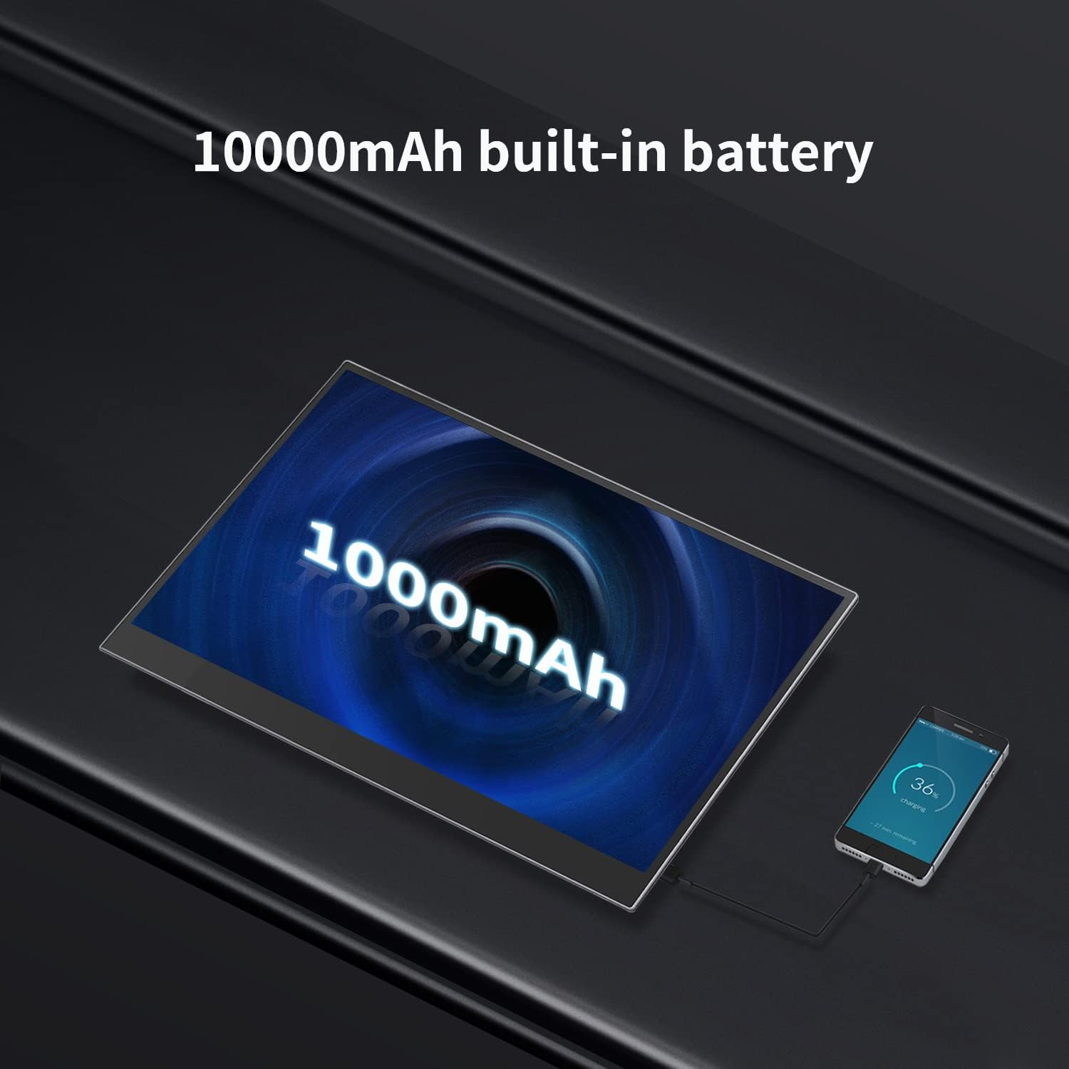 OLED Portable Monitor Touchscreen 4K Touchscreen Display with 10000mah Battery 15.6” UHD 10bit 100% DCI-P3 100000:1 Color Virzen External Second