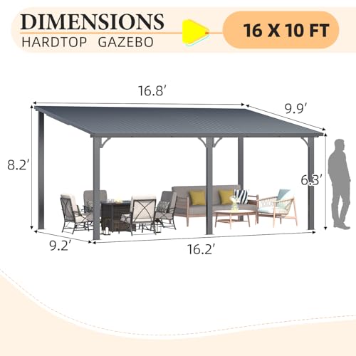 AECOJOY 10&rsquo; x 10&rsquo; Gazebo, Wall Mounted Gazebos Pergola on Clearance, Outdoor Patio Lean to Gazebo Awnings for Deck, Porch