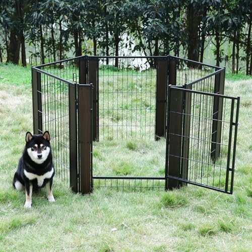 Heavy Duty Dog Playpen 32 Inch Height - Indoor Outdoor Pet Fence Enclosure for Medium and Small Dogs