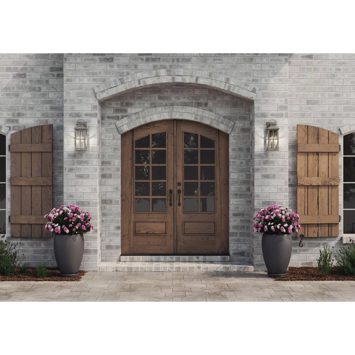 Williamston Collection One-Light Antique Pewter and Clear Glass Transitional Style Large Outdoor Wall Lantern