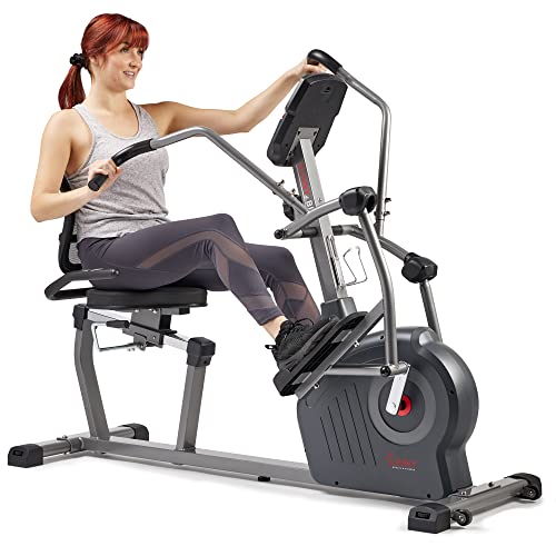 Sunny Health & Fitness Elite Recumbent Cross Trainer & Elliptical Machine with Arm Exercisers for Home Arm/Leg Training