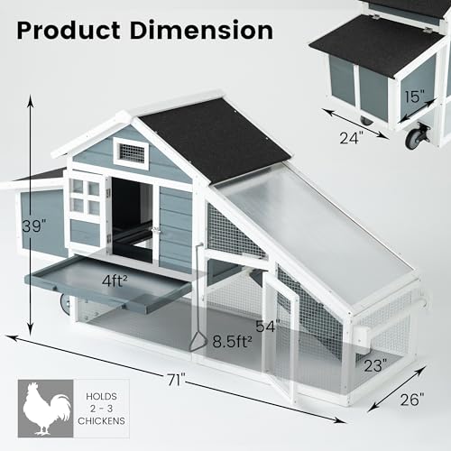 TAKUKA Outdoor Rabbit Hutch, Small Animal Wooden Chicken Coop with Nest Box