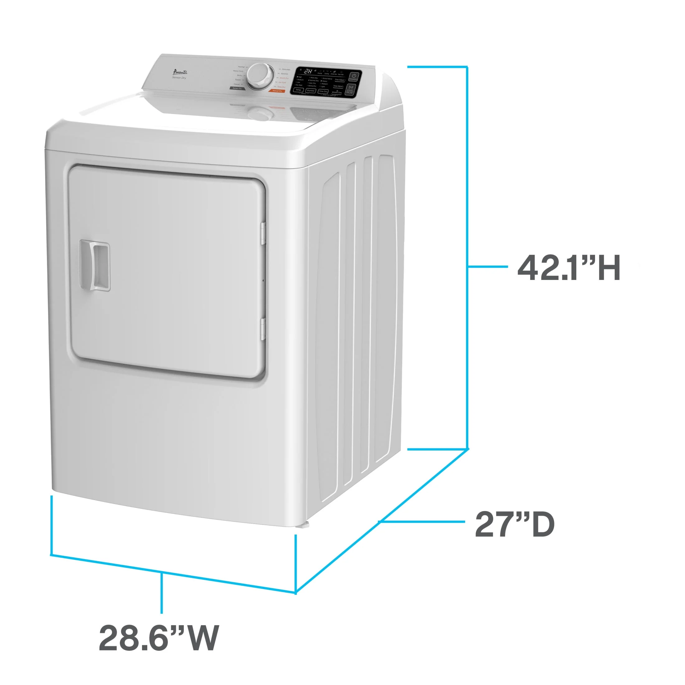 Avanti Front Load Gas Vented Clothes Dryer, 7.0 Cu. ft. Capacity, Height: 42.1 in., in White (SGD70D0WG)