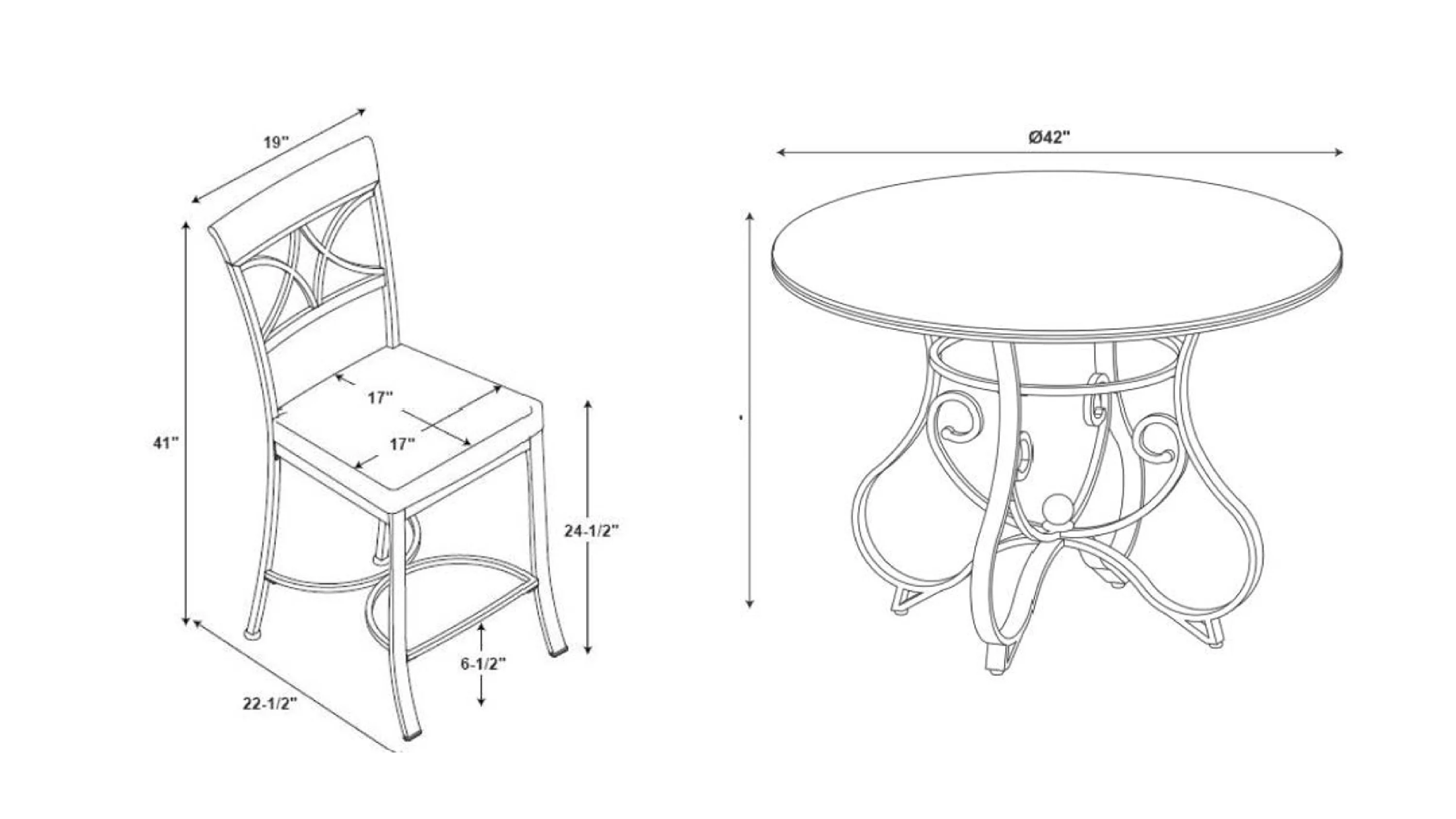 Powell 5 Piece Hamilton Gathering Set with Stationary Counter Stools, Cherry