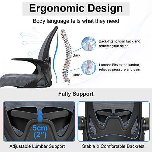 Primy Drafting Chair Tall Office Chair with Flip-up Armrests Executive Ergonomic Computer Standing Desk Chair with Lumbar Support and Adjustable