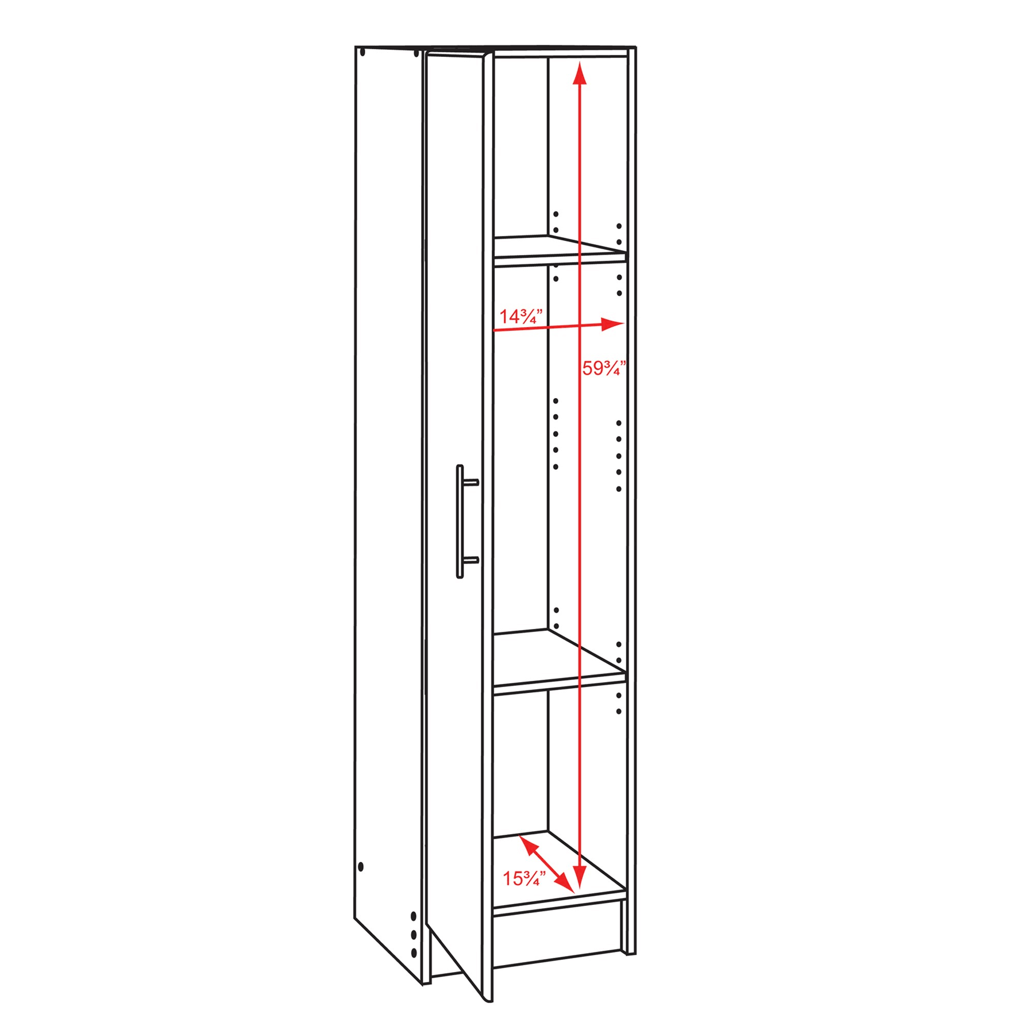 Prepac Elite 16x22 Broom Cabinet White