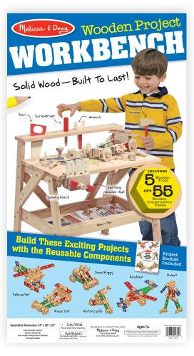 Melissa u0026 Doug Solid Wood Project Workbench Play Building Set