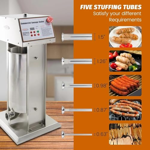 Hakka Commercial 22LB Stainless Steel Electric Sausage Stuffer and Vertical Sausage Filling Maker