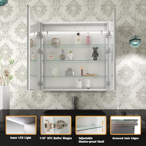 36x30 Inch Led Bathroom Medicine Cabinet Mirror