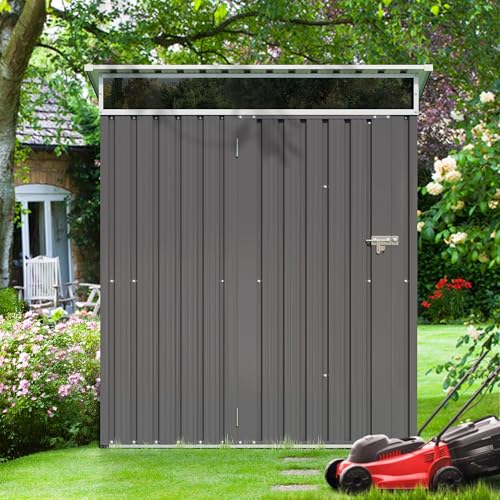 Shintenchi 5x3 FT Outdoor Storage Shed with Window, Outdoor Waterproof Storage Shed Metal Garden Shed with Lockable Single Door