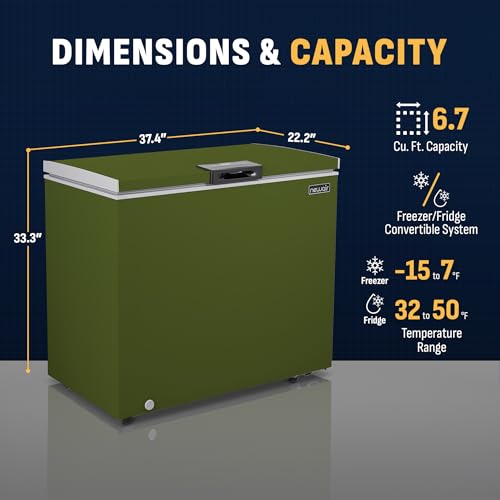 Newair 13.8 cu. ft. Upright Freezer, Fridge Freezer Convertible, Garage Ready Refrigerator, Frost Free Freezer with Door Alarm, Stand up Deep Freezer