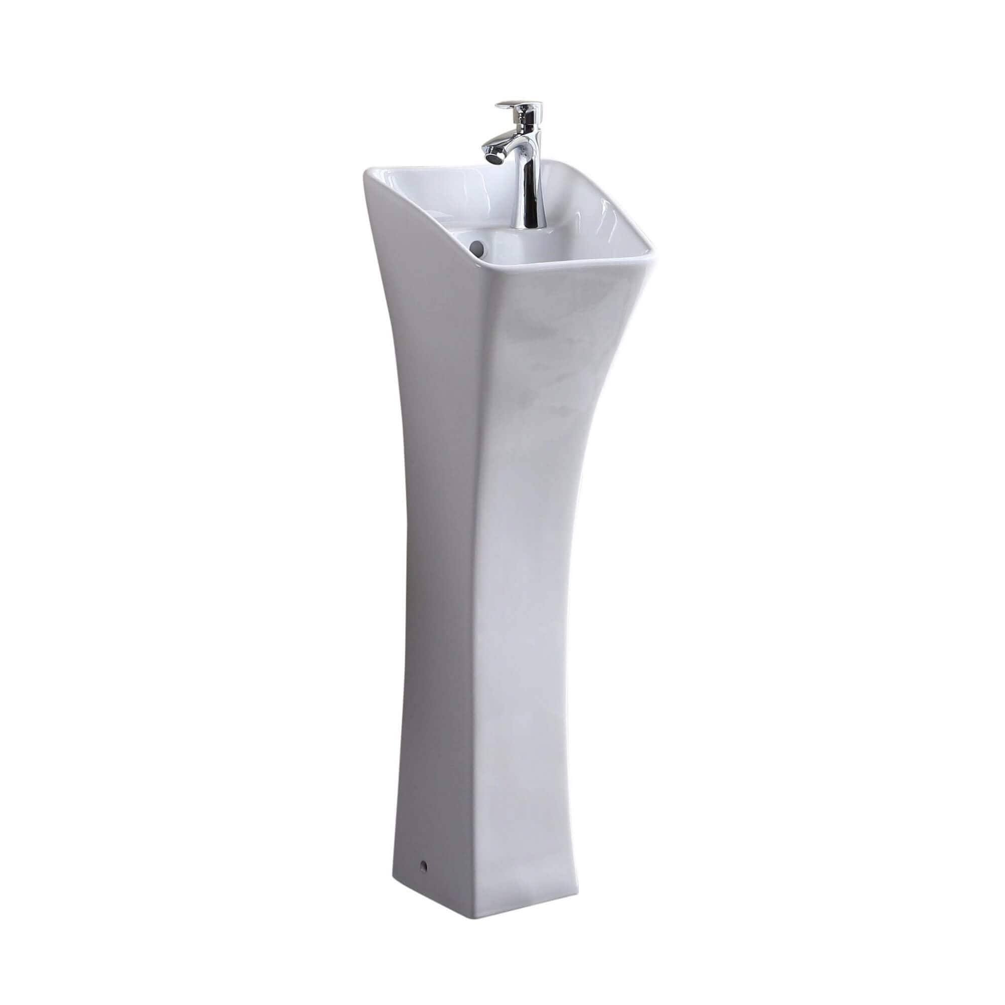 Fine Fixtures Vitreous China Rectangular Pedestal Bathroom Sink, White